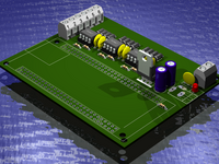 3D board view for the EB675001DIP three channel pwm motor driver