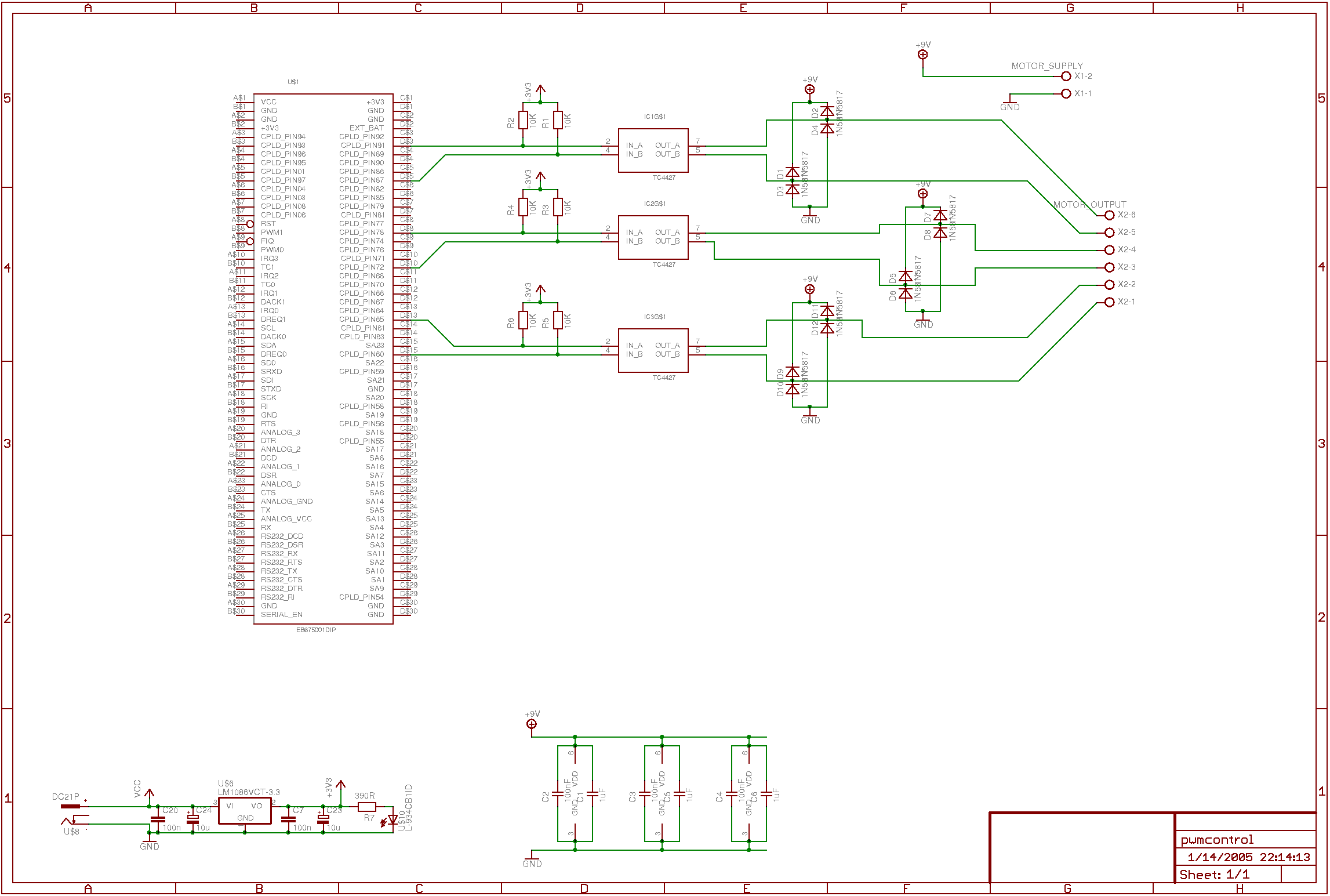 Schematic Diagram of the three chanel PWM appnote for the EB675001DIP