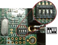 EB675001DIP dip switches set to boot from oki rom loader