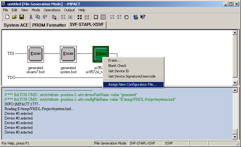 Assigning a configuration file in Impact