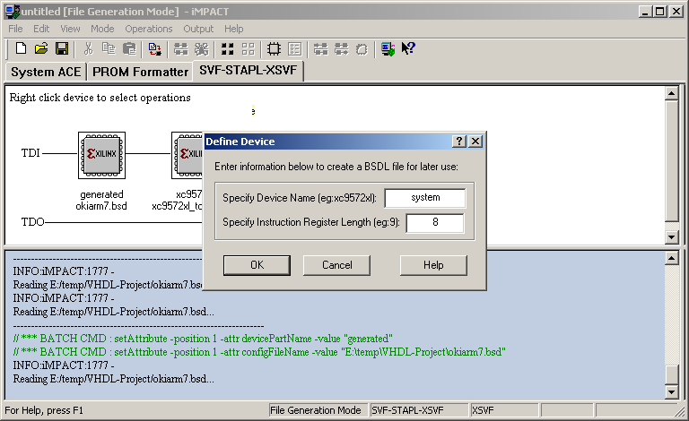 Defining system CPLD BSDL information