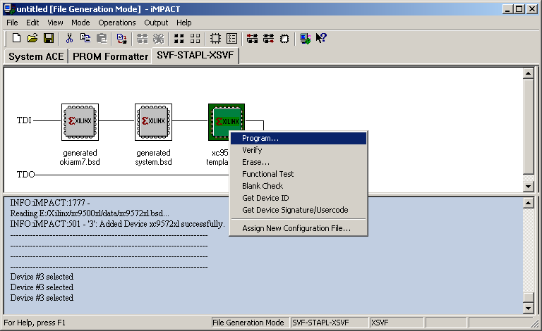 Selecting program from an Impact menu