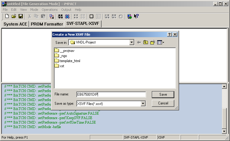 Impact prompting for Boundary-Scan file name