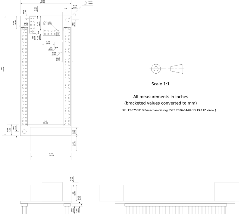 EB675001DIP Mechanical Drawing