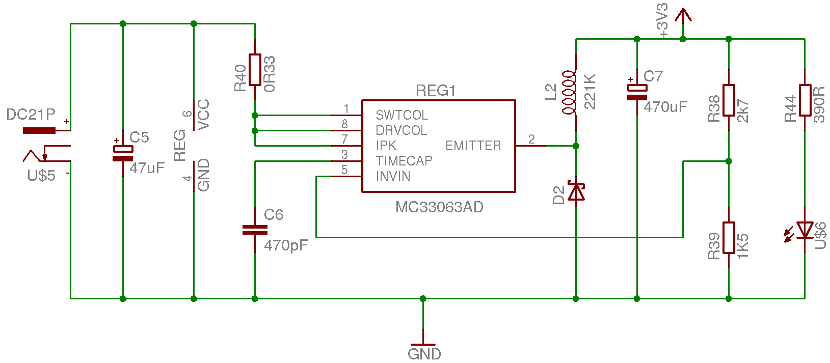 Schematic fragment of DC-DC converter EB675001DIP power supply