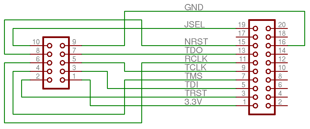 EB675001DIP header to multi-ICE JTAG cable schematic