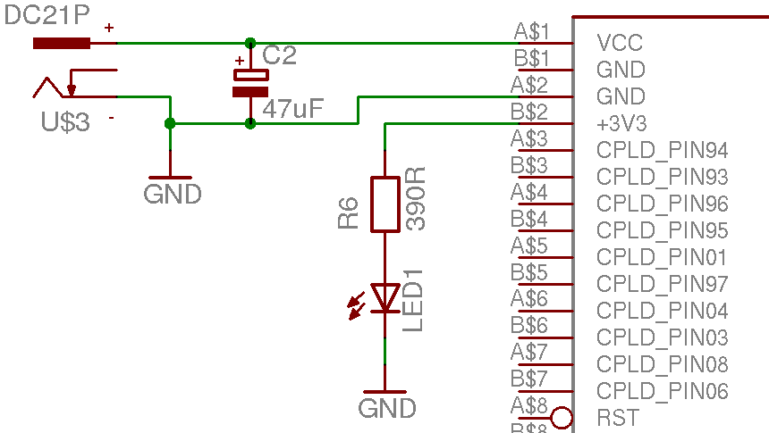 Schematic fragment using on board EB675001DIP power regulation