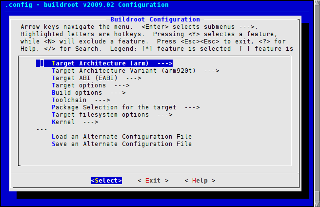 Configuring buldroot